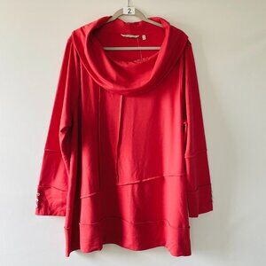 NWT Soft Surroundings Womens Red Cowl Neck Seam Tunic Sweatshirt Plus Size 3X